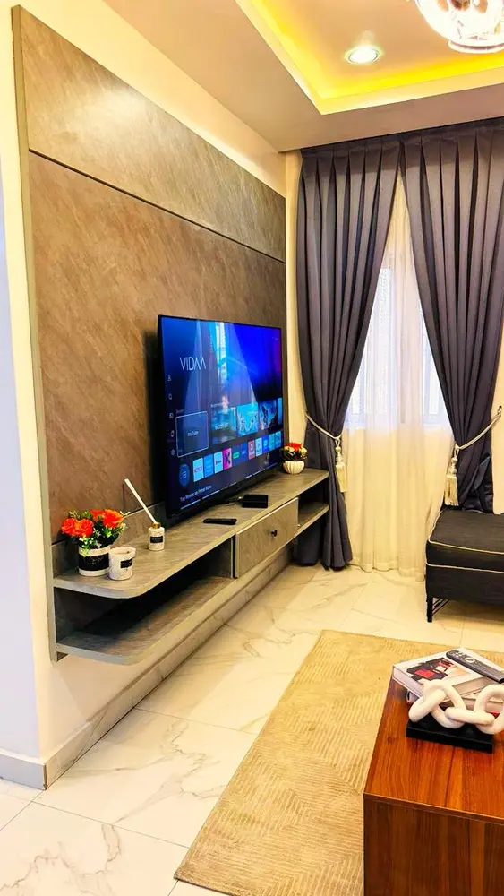 Finished living room interior at BJ Apartment
